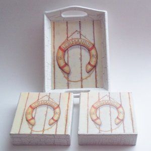 Trinket Tray & Boxes 3 Pc Set Distressed Finish